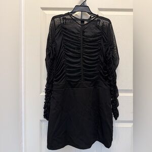 Fashion Nova Black Ruched Long Sleeve Romper